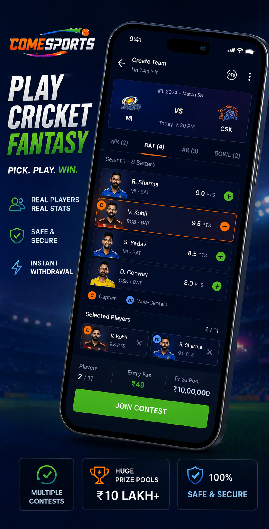 Cric Play App cricket fantasy visual